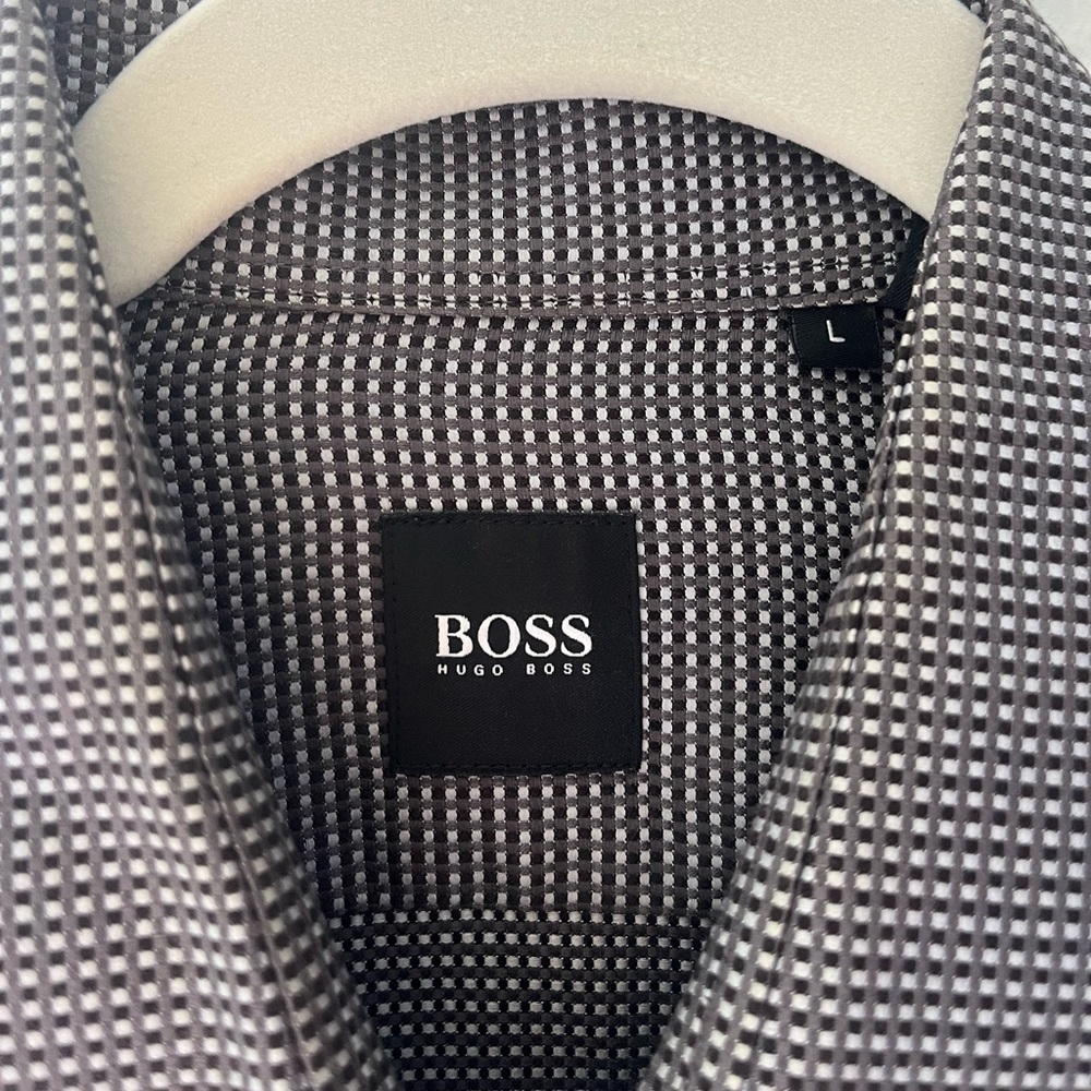Black and white check Hugo Boss button down